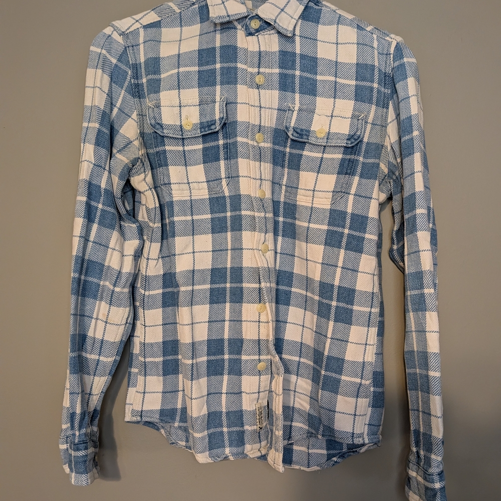 Indigo Blue and White Checkered Men's Shirt